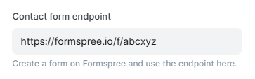 Contact form endpoint setting in Ghost Admin
